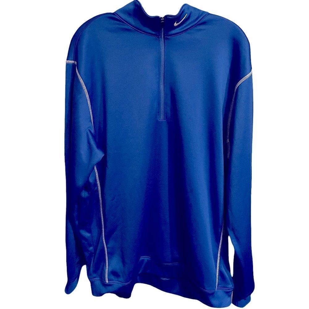 NIKE Golf Victory Therma-Fit Jacket Golf Blue Fleece Lined Pullover Mens L